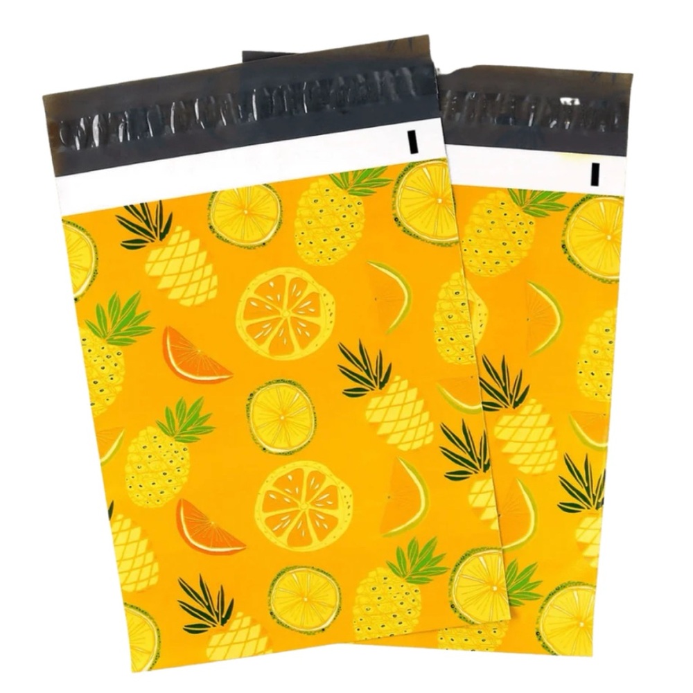 🆕🍍🍊Pineapple Orange Citrus Pattern Poly Mailers Seller Shipping Bags 10 Pack New
